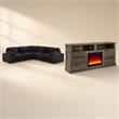 Pemberly Row 2Pc Set of Modular Sectional Sofa and TV Stand with Fireplace