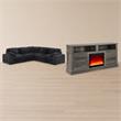 Pemberly Row 2Pc Set of Modular Sectional Sofa and TV Stand with Fireplace