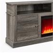 Pemberly Row 2Pc Set of Modular Sectional Sofa and TV Stand with Fireplace