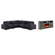 Pemberly Row 2Pc Set of Modular Sectional Sofa and TV Stand with Fireplace