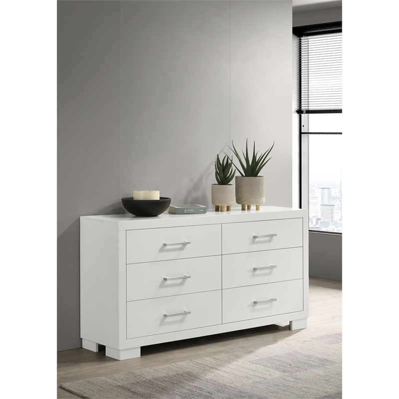 Pemberly Row 6-drawer Fully Assembled Bedroom Dresser in Snow White