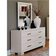 Pemberly Row Contemporary Rectangular Beveled Wood Mirror in White