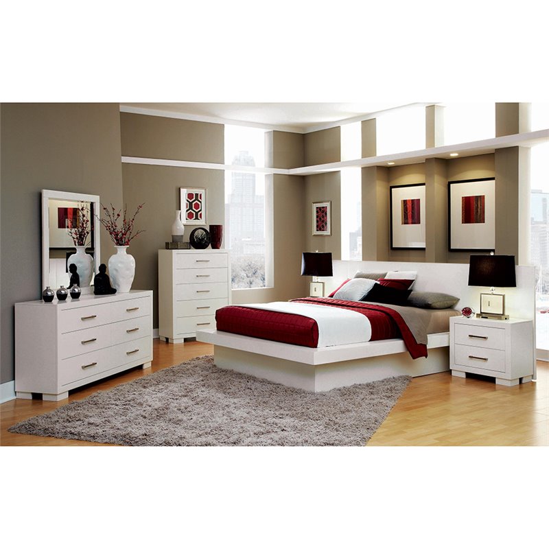 Pemberly Row Contemporary Rectangular Beveled Wood Mirror in White