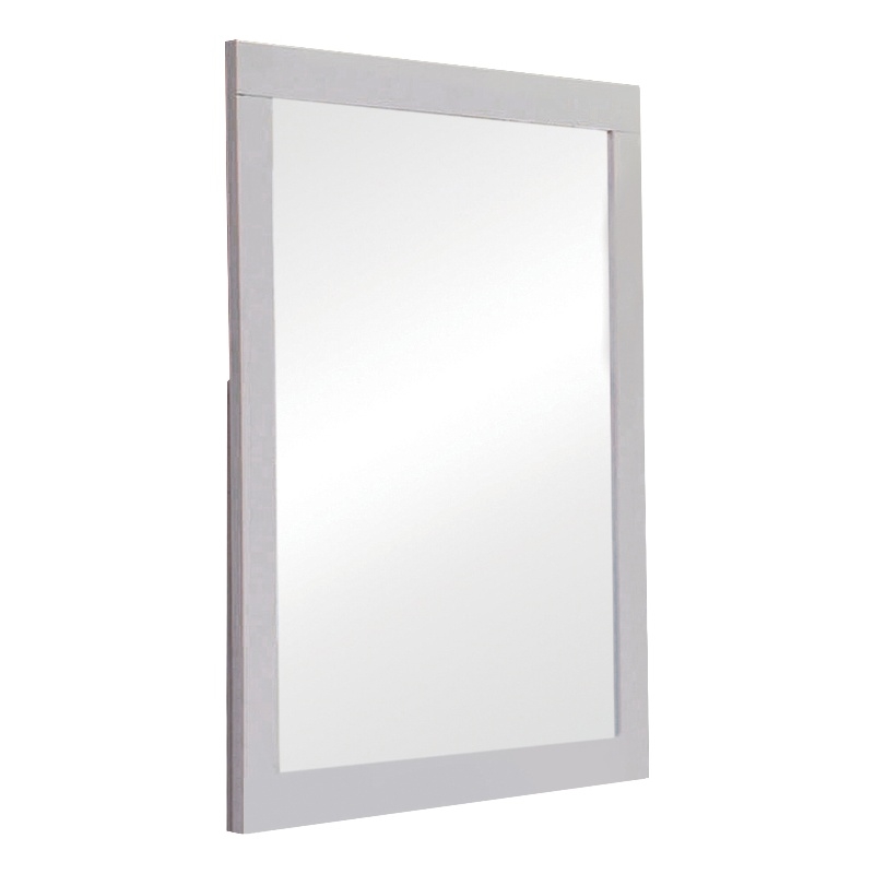 Pemberly Row Contemporary Rectangular Beveled Wood Mirror in White