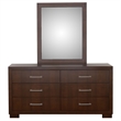Pemberly Row 6-drawer Dresser with Beveled Mirror Set in Cappuccino