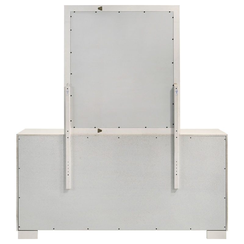 Pemberly Row 6-drawer Dresser with Beveled Mirror Set in Snow White
