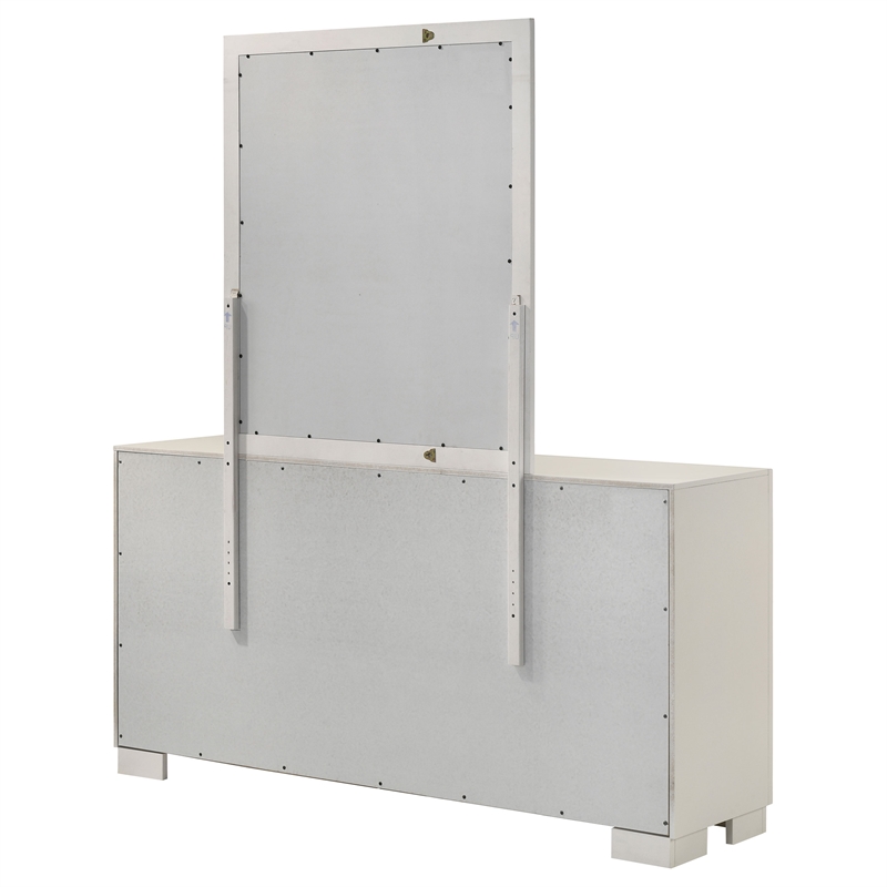 Pemberly Row 6-drawer Dresser with Beveled Mirror Set in Snow White