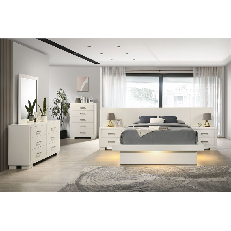 Pemberly Row 6-drawer Dresser with Beveled Mirror Set in Snow White