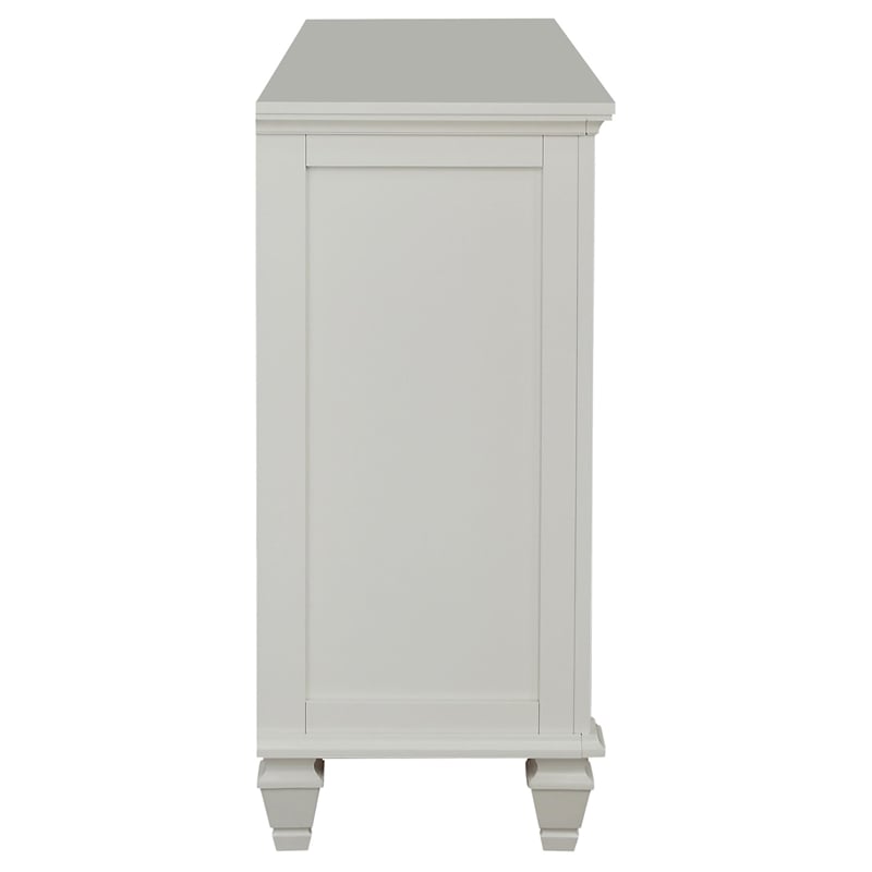 Pemberly Row 11-drawer Dresser with 2 Glass Doors in Cream White