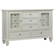 Pemberly Row 11-drawer Dresser with 2 Glass Doors in Cream White