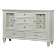 Pemberly Row 11-drawer Dresser with 2 Glass Doors in Cream White