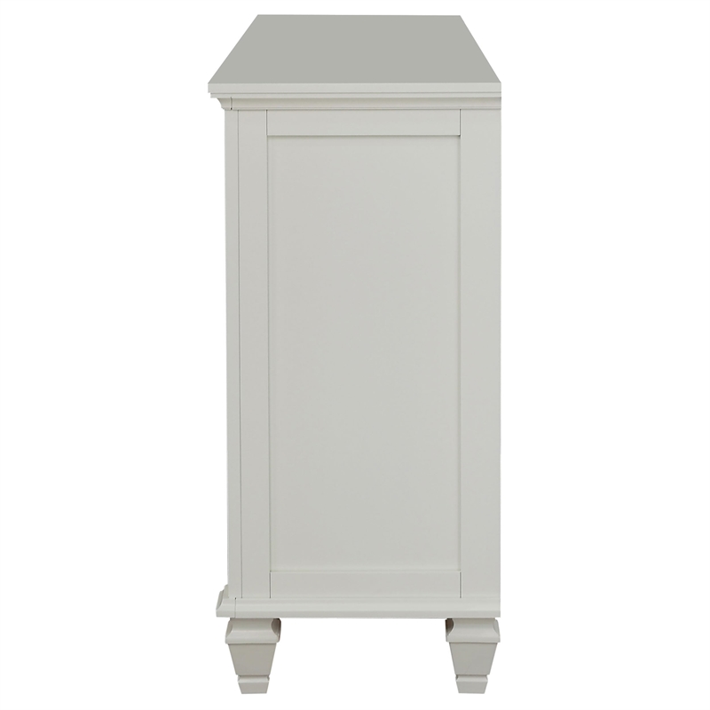 Pemberly Row 11-drawer Dresser with 2 Glass Doors in Cream White