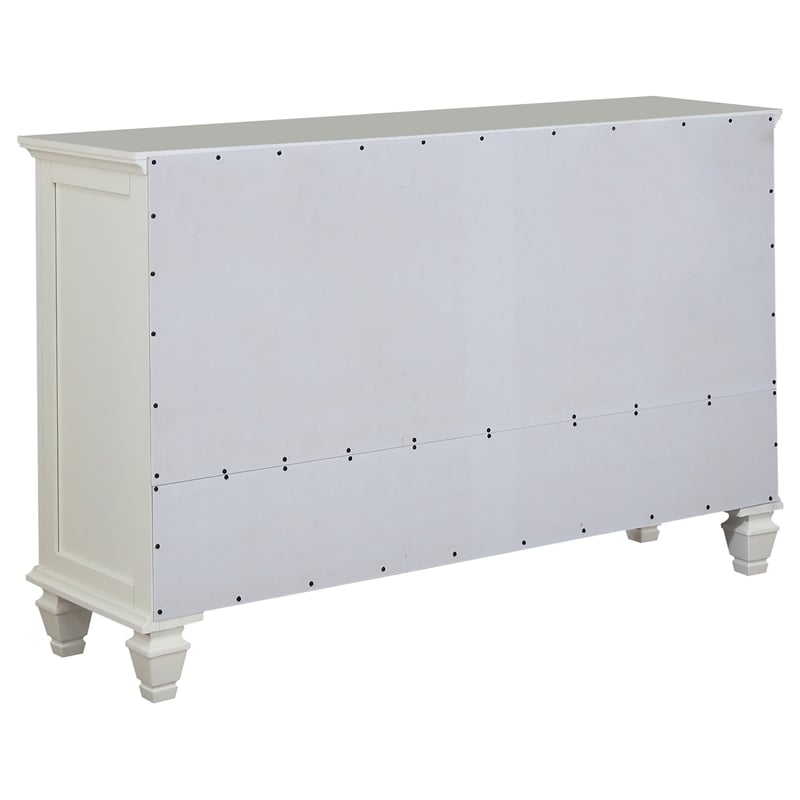 Pemberly Row 11-drawer Dresser with 2 Glass Doors in Cream White