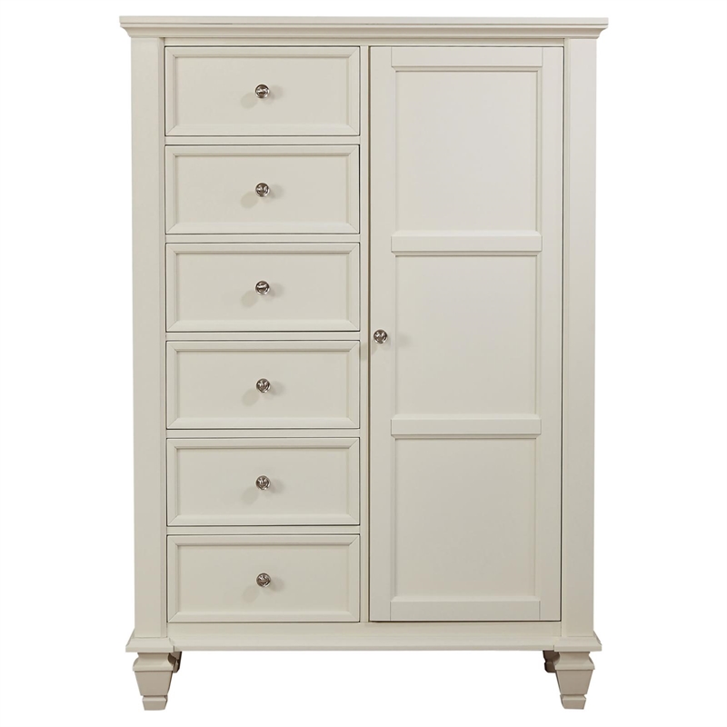 Pemberly Row 8-drawer Bedroom Door Chest with Shelving in Cream White