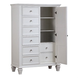 Pemberly Row 8-drawer Bedroom Door Chest with Shelving in Cream White
