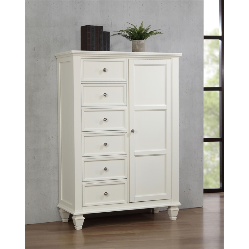 Pemberly Row 8-drawer Bedroom Door Chest with Shelving in Cream White