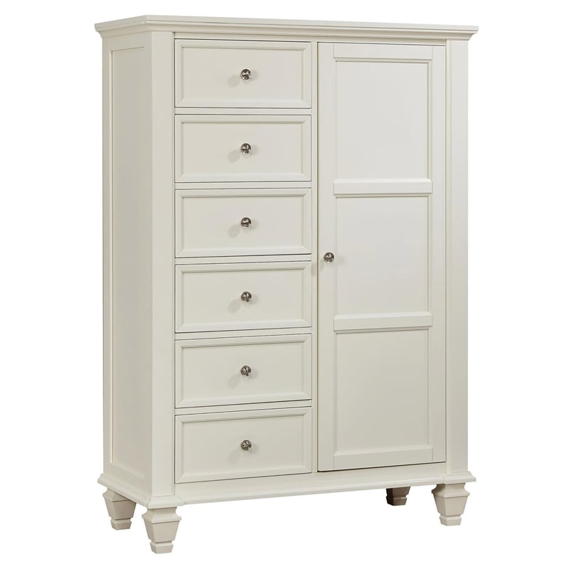 Pemberly Row 8-drawer Bedroom Door Chest with Shelving in Cream White