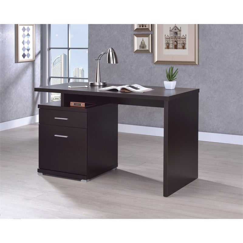 Pemberly Row 47-inch 2-drawer Office Computer Desk in Cappuccino