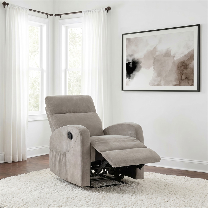 Pemberly Row Transitional Chenille Manual Glider Recliner in Sand