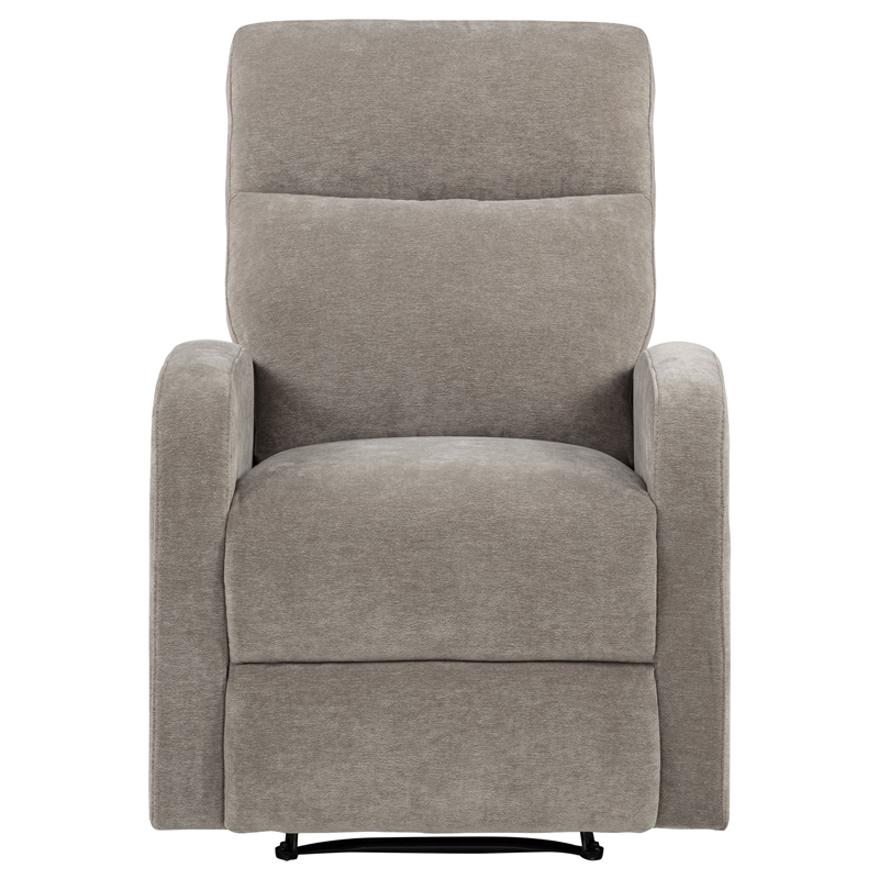 Pemberly Row Transitional Chenille Manual Glider Recliner in Sand