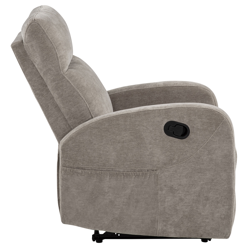 Pemberly Row Transitional Chenille Manual Glider Recliner in Sand