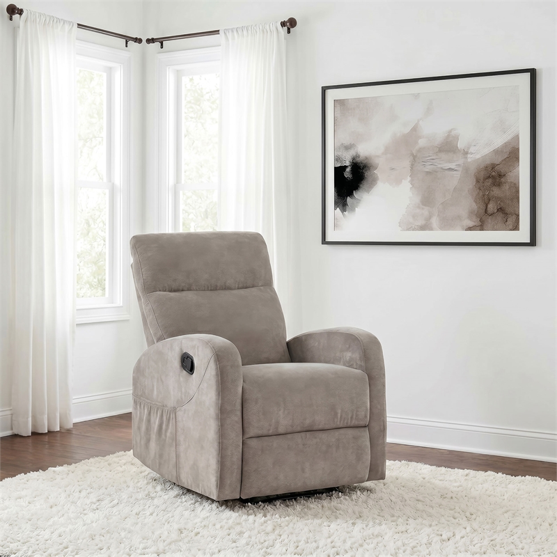 Pemberly Row Transitional Chenille Manual Glider Recliner in Sand