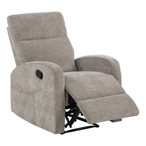 Pemberly Row Transitional Chenille Manual Glider Recliner in Sand