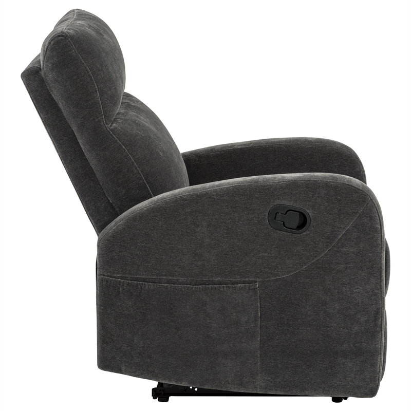 Pemberly Row Transitional Chenille Manual Glider Recliner in Charcoal Gray