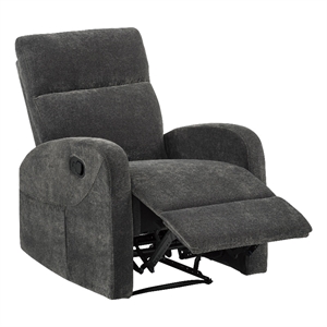 Pemberly Row Transitional Chenille Manual Glider Recliner in Charcoal Gray