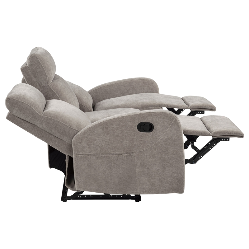 Pemberly Row 2-Piece Chenille Manual Reclining Sofa Set in Sand
