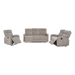 Pemberly Row 3-Piece Chenille Manual Reclining Sofa Set in Sand