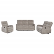 Pemberly Row 3-Piece Chenille Manual Reclining Sofa Set in Sand