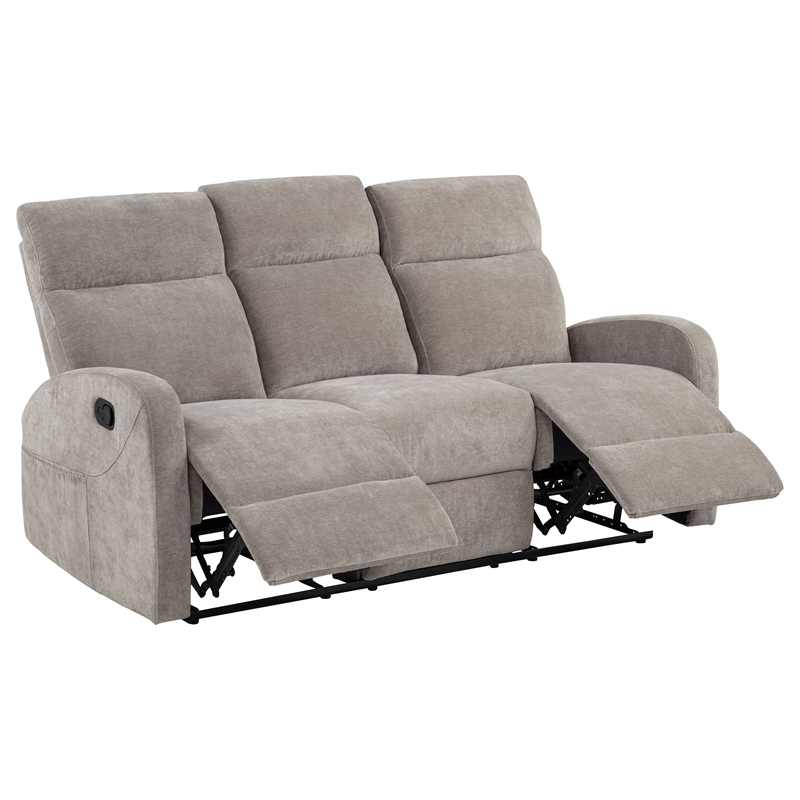 Pemberly Row 3-Piece Chenille Manual Reclining Sofa Set in Sand
