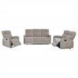 Pemberly Row 3-Piece Chenille Manual Reclining Sofa Set in Sand