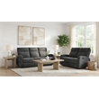 Pemberly Row 2-Piece Chenille Manual Reclining Sofa Set in Charcoal Gray