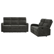 Pemberly Row 2-Piece Chenille Manual Reclining Sofa Set in Charcoal Gray