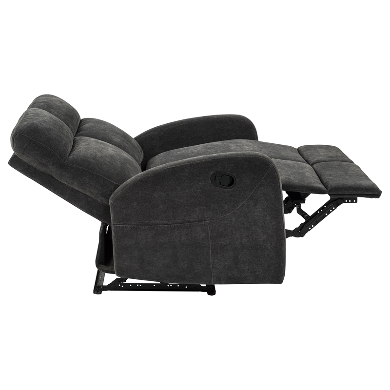 Pemberly Row 2-Piece Chenille Manual Reclining Sofa Set in Charcoal Gray