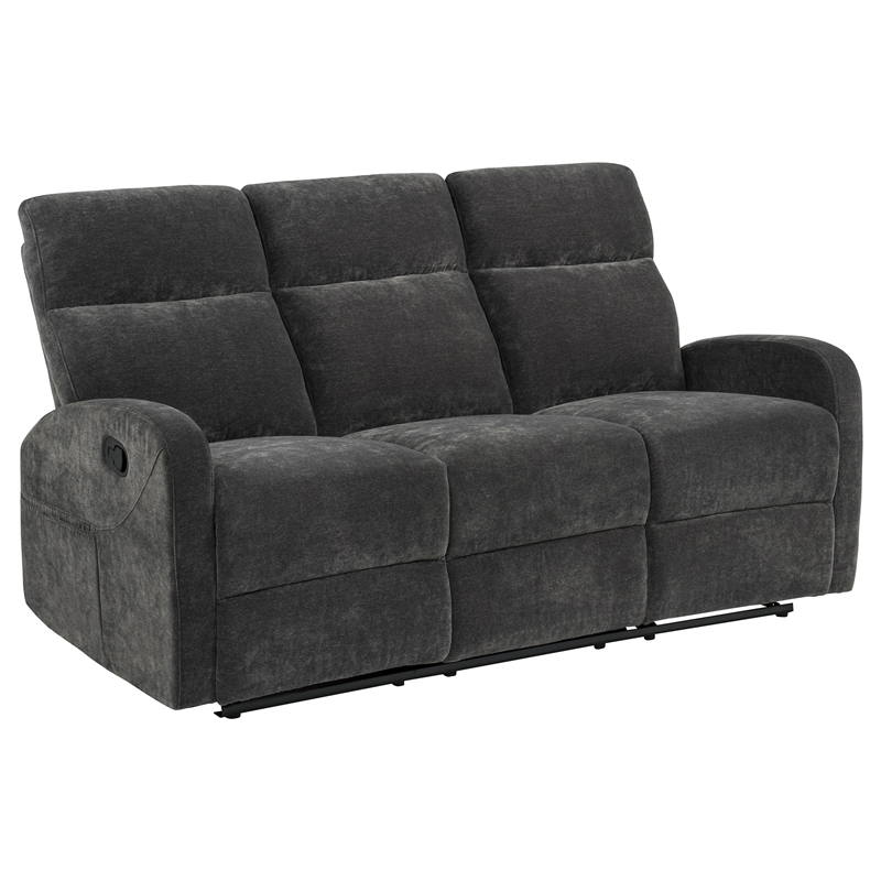 Pemberly Row 2-Piece Chenille Manual Reclining Sofa Set in Charcoal Gray