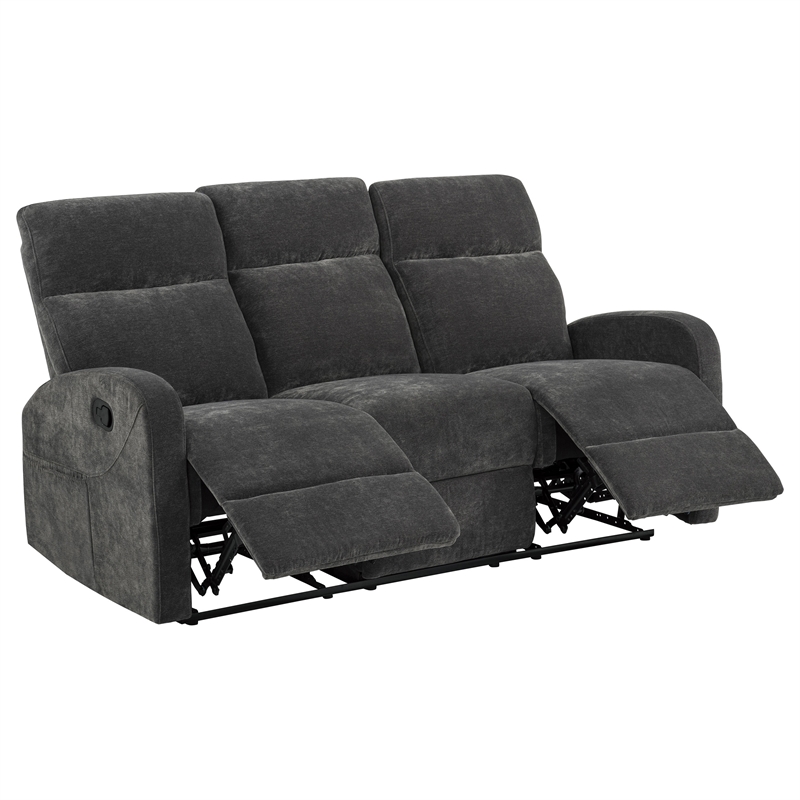 Pemberly Row 2-Piece Chenille Manual Reclining Sofa Set in Charcoal Gray