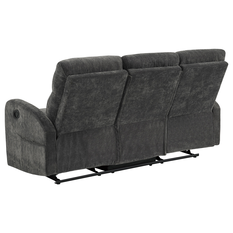 Pemberly Row 2-Piece Chenille Manual Reclining Sofa Set in Charcoal Gray