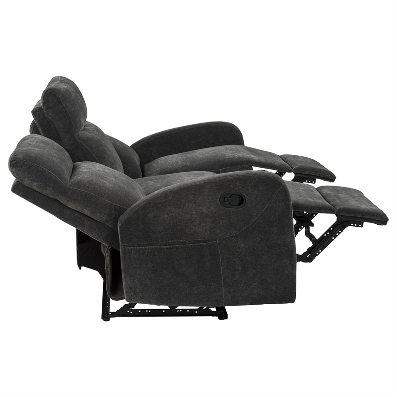 Pemberly Row 2-Piece Chenille Manual Reclining Sofa Set in Charcoal Gray