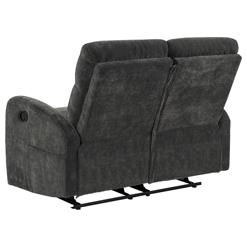 Pemberly Row 2-Piece Chenille Manual Reclining Sofa Set in Charcoal Gray