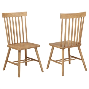 Pemberly Row 18&quot Spindle Back Wood Dining Side Chair in Light Ash