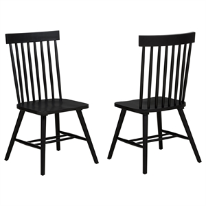 Pemberly Row 18&quot Spindle Back Wood Dining Side Chair in Black