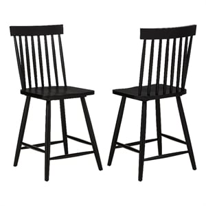 Pemberly Row 24&quot Spindle Back Wood Counter Height Dining Chair in Black