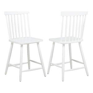 Pemberly Row 24&quot Spindle Back Wood Counter Height Dining Chair in White