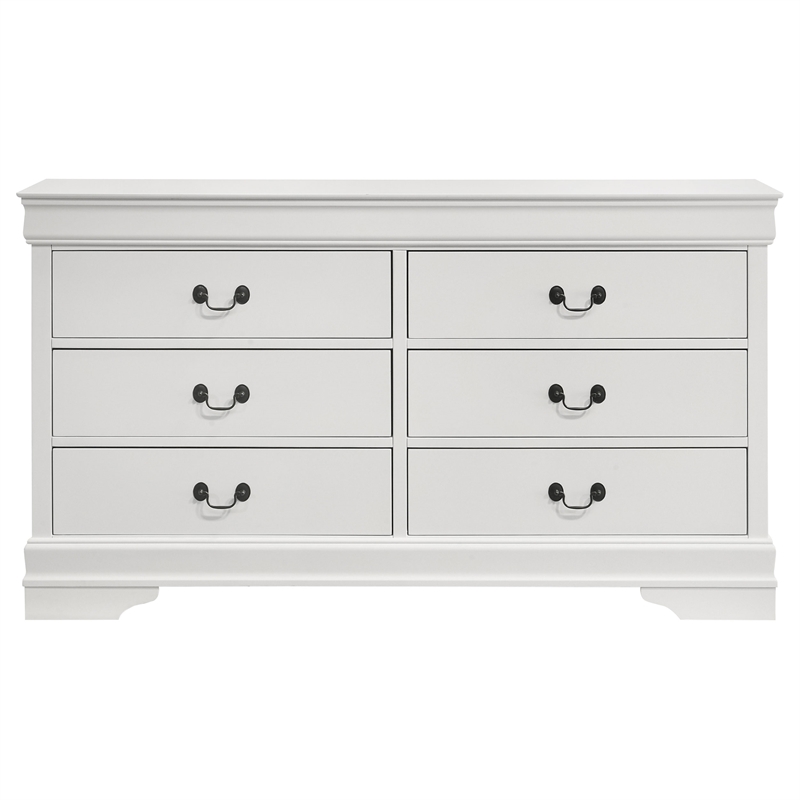 Pemberly Row Transitional 6-drawer Dresser with Bracket Feet in White