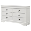 Pemberly Row Transitional 6-drawer Dresser with Bracket Feet in White