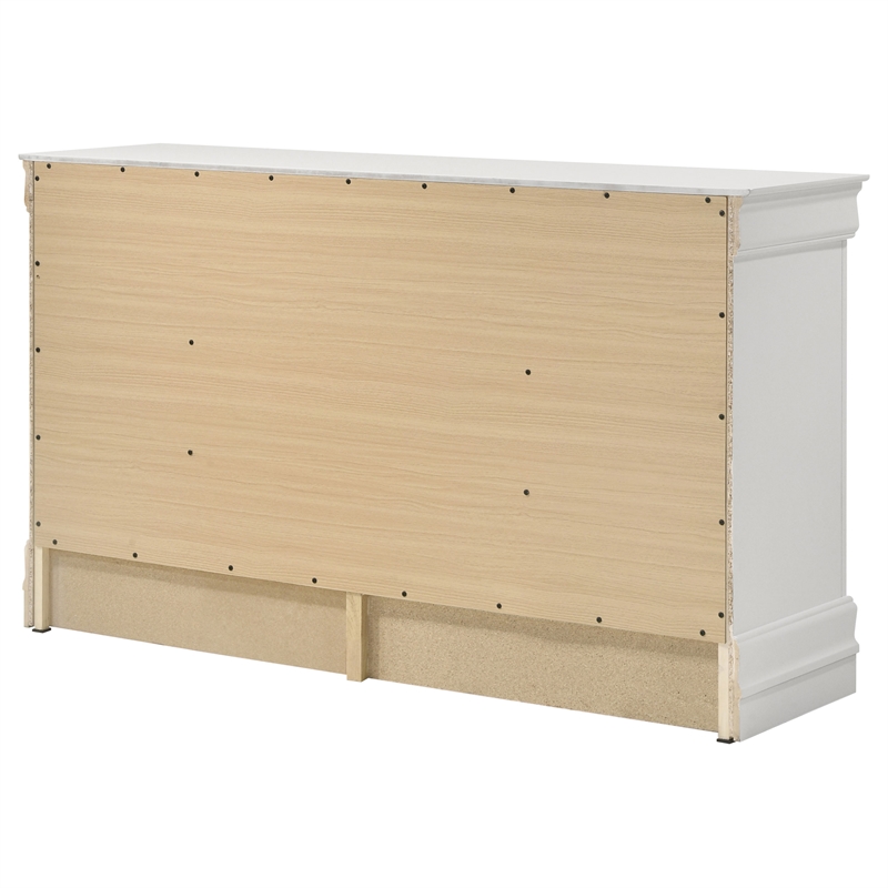 Pemberly Row Transitional 6-drawer Dresser with Bracket Feet in White