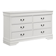 Pemberly Row Transitional 6-drawer Dresser with Bracket Feet in White